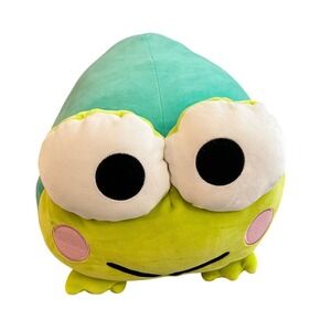 Sanrio Keroppi Frog 14" Pillow Plush Round Cute‎ Kawaii Green Accent Decor Gift
